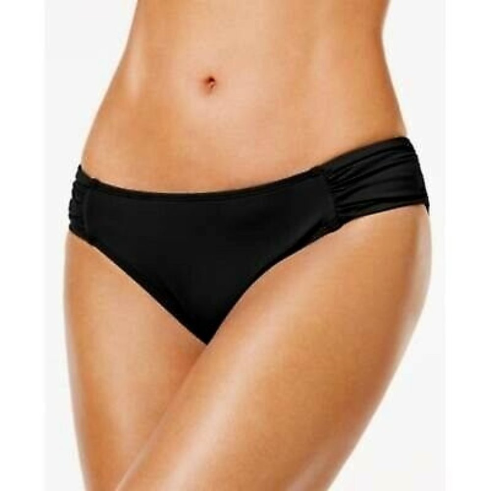 Ralph Lauren BLACK Shirred-Side Hipster Bikini 12, NWT
